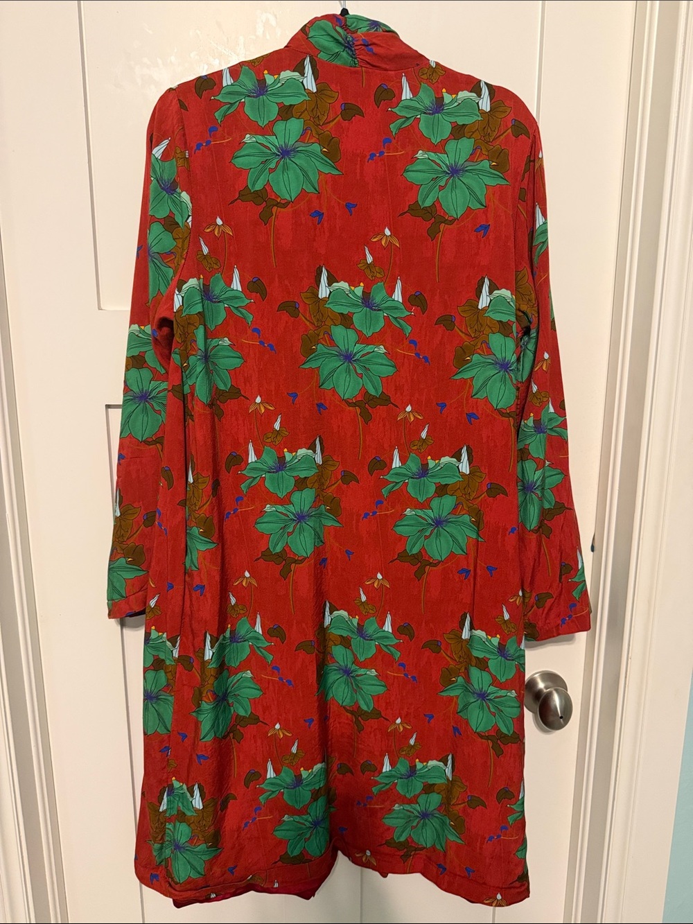 Wu’Side Red Floral Fully Lined Kimono - Picture 4 of 6